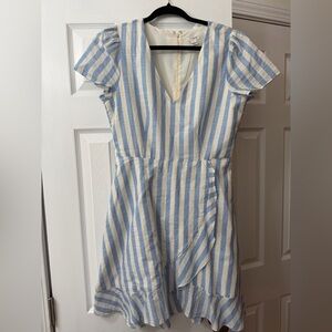 J. Crew Light Blue and Cream Striped Dress